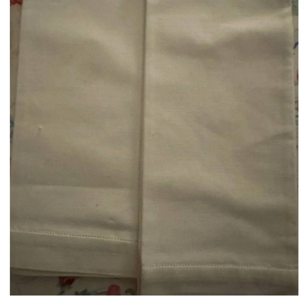 Vintage Hand Embroidered Floral Cotton Guest Towels Set of 2 Pink White 14x22